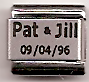 Personalised Wedding charm - 2 names & date 9mm Italian charm - Click Image to Close